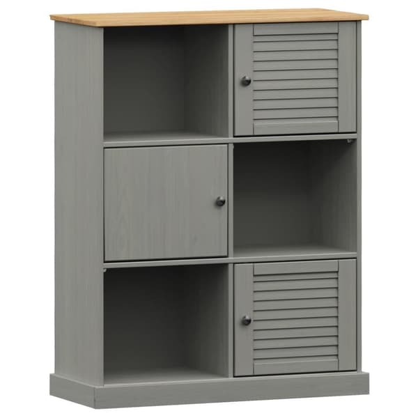vidaXL bogreol VIGO 90x35x114,5 cm massivt fyrretræ grå