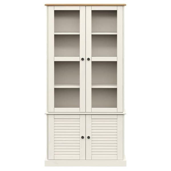 vidaXL glasskab VIGO 85x35x170 cm massivt fyrretræ hvid