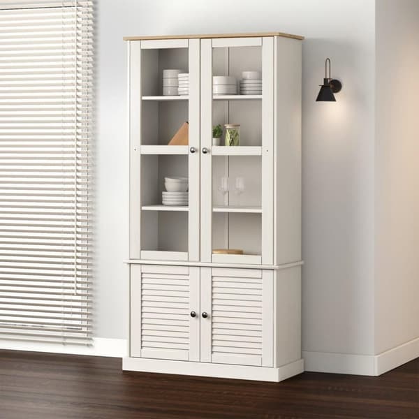 vidaXL glasskab VIGO 85x35x170 cm massivt fyrretræ hvid