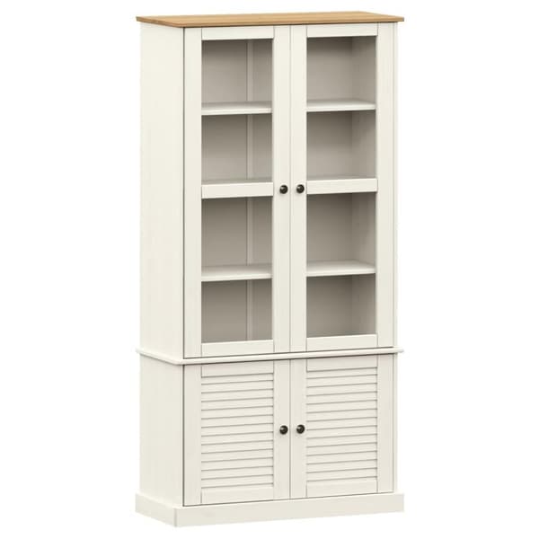 vidaXL glasskab VIGO 85x35x170 cm massivt fyrretræ hvid