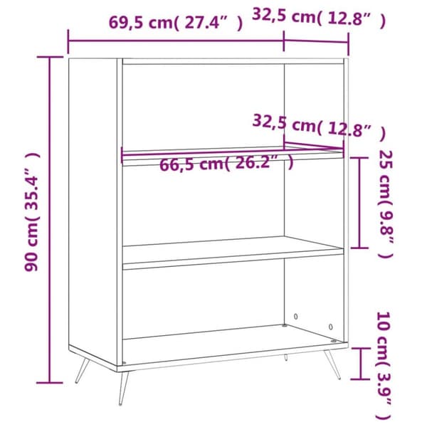 vidaXL Bokhylla rökfärgad ek 69,5x32,5x90 cm konstruerat trä