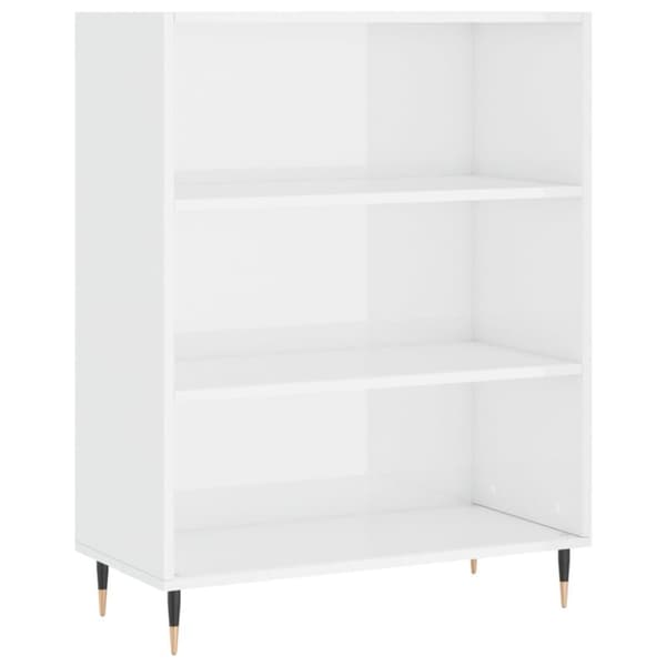 vidaXL Bokhylla vit högglans 69,5x32,5x90 cm konstruerat trä