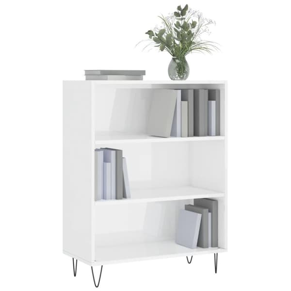 vidaXL skab 69,5x32,5x90 cm konstrueret træ hvid højglans