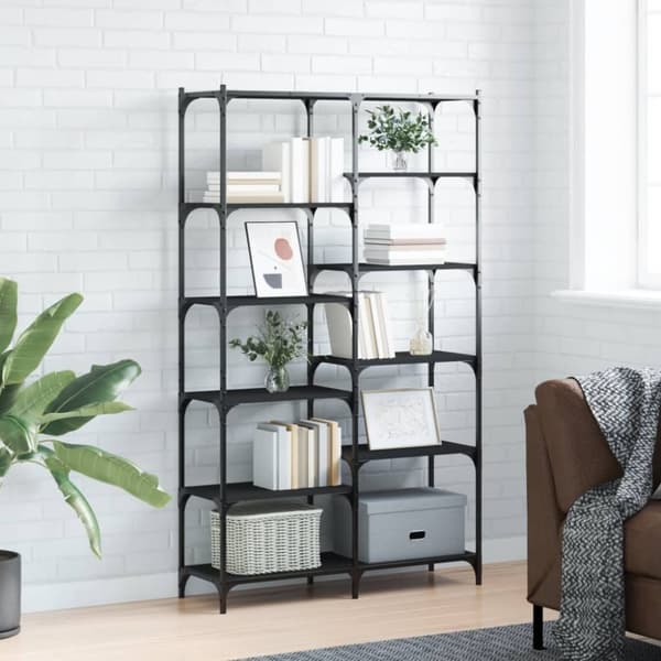 vidaXL bogreol 100x32x170 cm konstrueret træ og jern sort