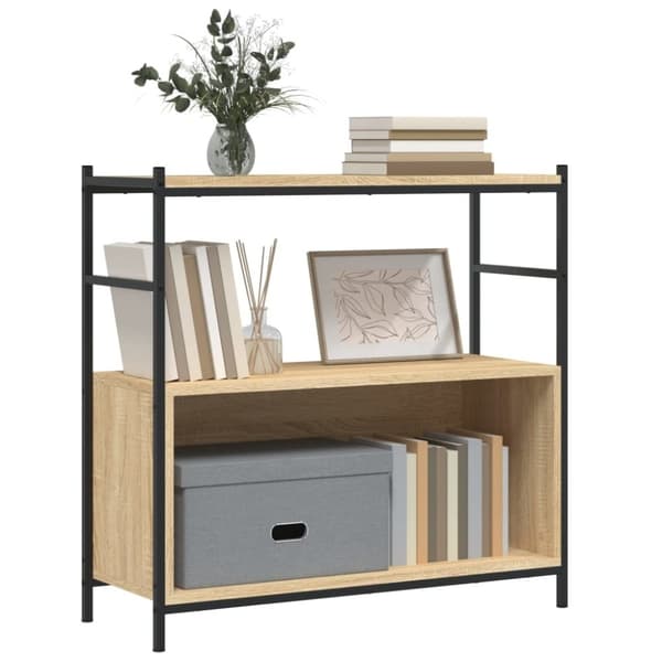 vidaXL Bokhylla sonoma-ek 80x30x78,5 cm konstruerat trä och järn