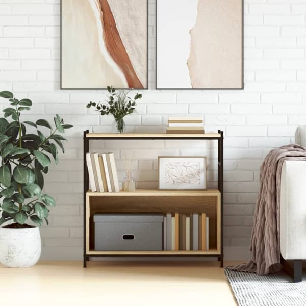 vidaXL Bokhylla sonoma-ek 80x30x78,5 cm konstruerat trä och järn