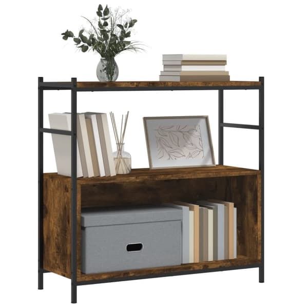 vidaXL bogreol 80x30x78,5 cm konstrueret træ og jern røget egetræ