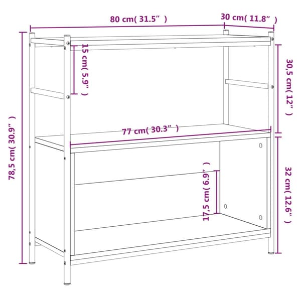 vidaXL bogreol 80x30x78,5 cm konstrueret træ og jern røget egetræ