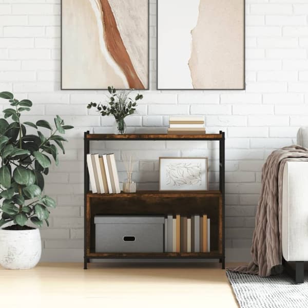 vidaXL bogreol 80x30x78,5 cm konstrueret træ og jern røget egetræ