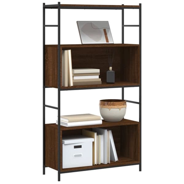 vidaXL bogreol 80x30x145,5 cm konstrueret træ og jern brunt egetræ
