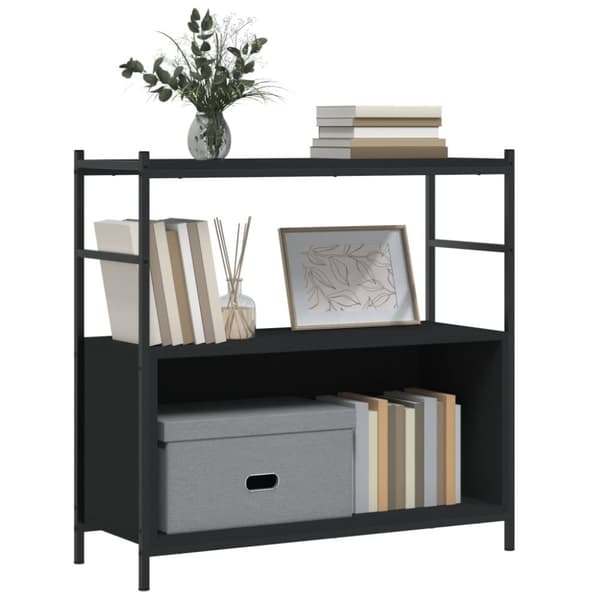 vidaXL Bokhylle svart 80x30x78,5 cm konstruert tre og jern