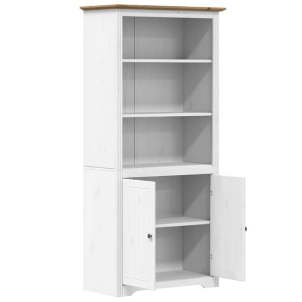 vidaXL bogreol BODO 82x40x173 cm massivt fyrretræ hvid og brun