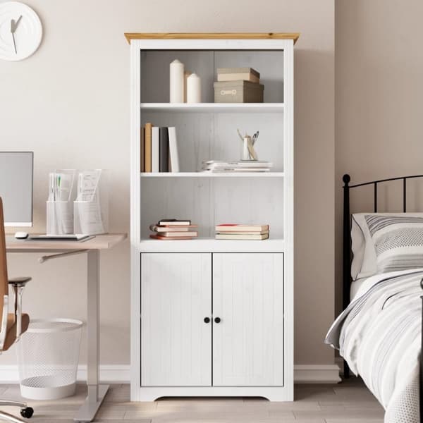 vidaXL bogreol BODO 82x40x173 cm massivt fyrretræ hvid og brun