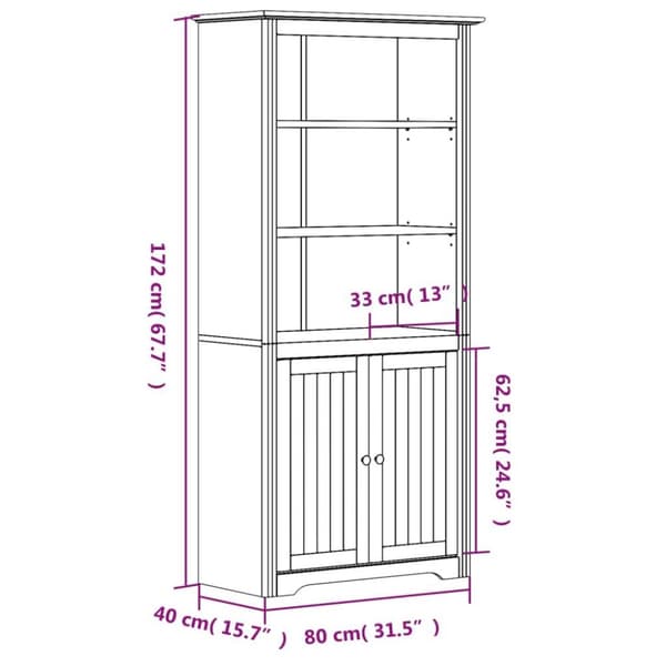 vidaXL bogreol BODO 80x40x172 cm massivt fyrretræ hvid