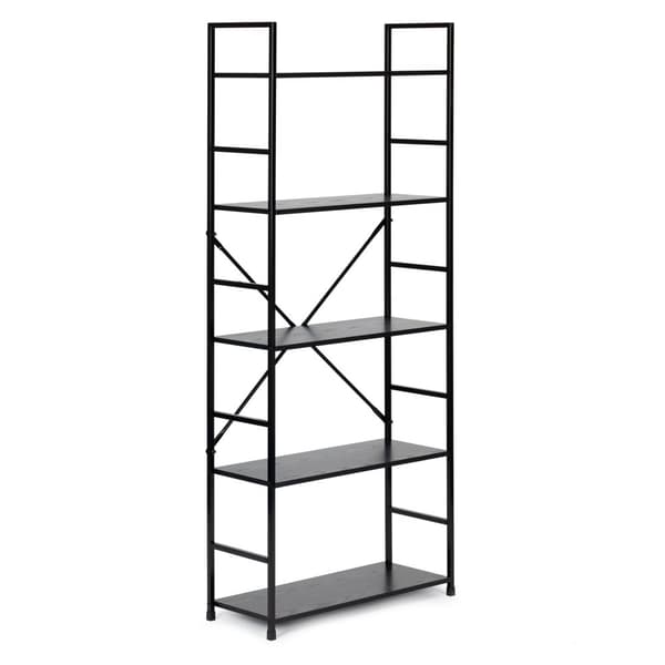 Reol - 144x58,5x23,5 cm - 5 hylder - grå & sort