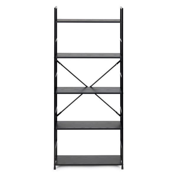Reol - 144x58,5x23,5 cm - 5 hylder - grå & sort