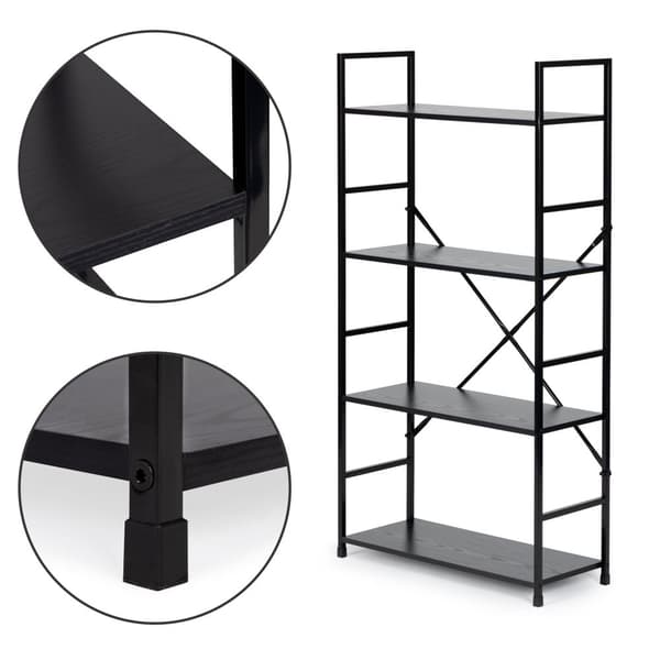 Reol - 113x23,5x58,5 cm - 4 hylder - sort