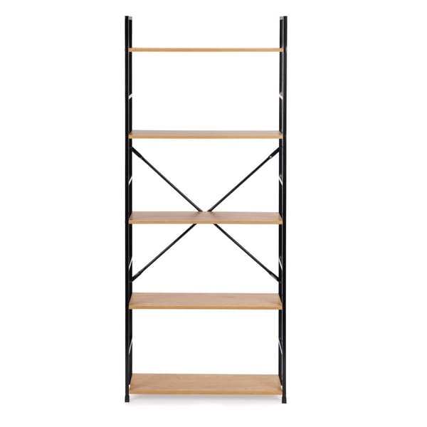 Reol - 144x23,5x58,5 cm - 5 hylder - lysebrun