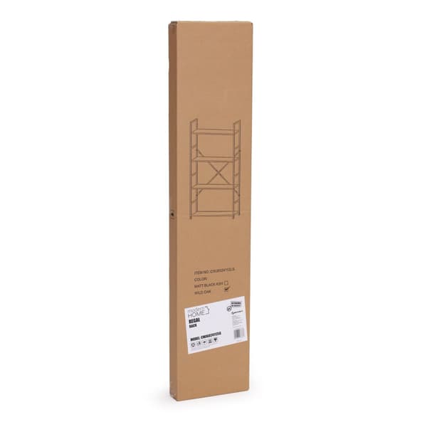 Reol - 113x23,5x58,5cm - MDF - lysebrun & sort