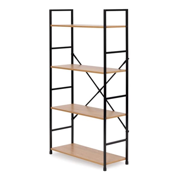 Reol - 113x23,5x58,5cm - MDF - lysebrun & sort