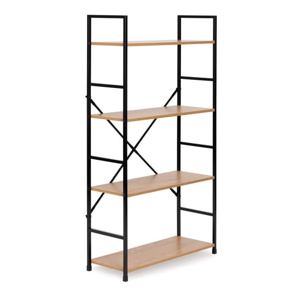 Reol - 113x23,5x58,5cm - MDF - lysebrun & sort
