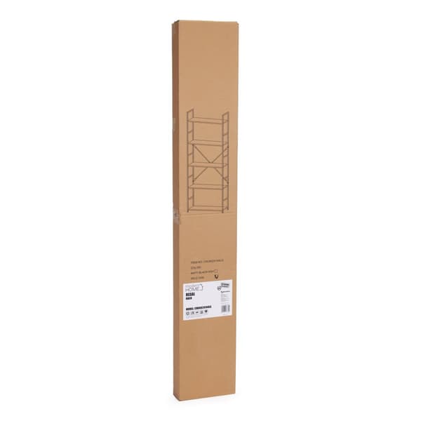 Reol - 144x58,5x23,5 cm - 5 hylder - lysebrun & sort