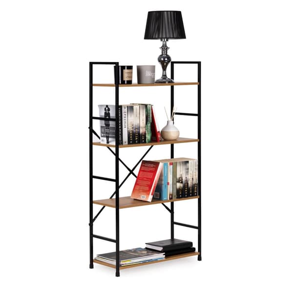Bokhylla - 113x58,5x23,5cm - 4 hyllor - svart & träfärg