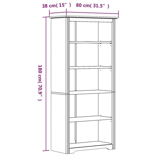 vidaXL bogreol BODO 5 hylder 82x40x173 cm massivt fyrretræ brun