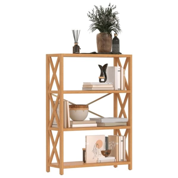 vidaXL Bokhylla med 4 hyllplan 80x30x112 cm massiv ek