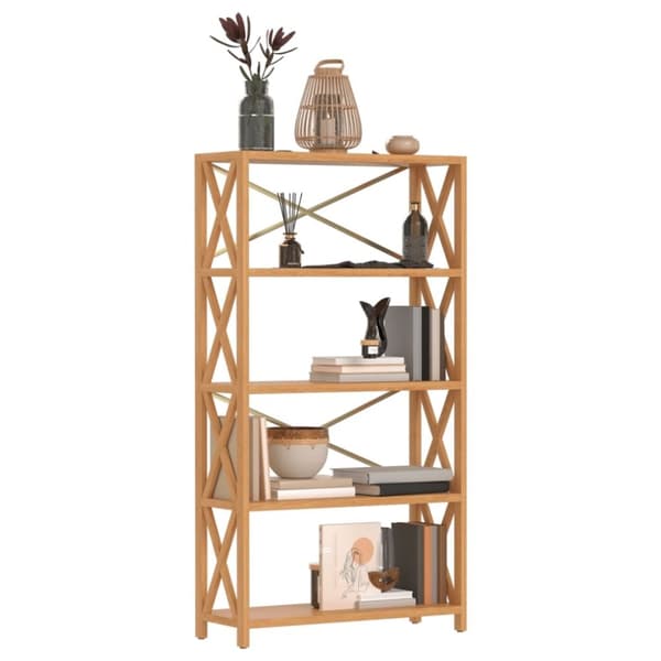vidaXL reol med 5 hylder 80x30x146 cm massivt egetræ