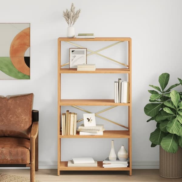 vidaXL reol med 5 hylder 80x30x146 cm massivt egetræ