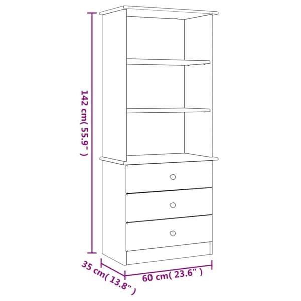 vidaXL Tv-bänk med lådor ALTA 60x35x142 cm vit massiv furu