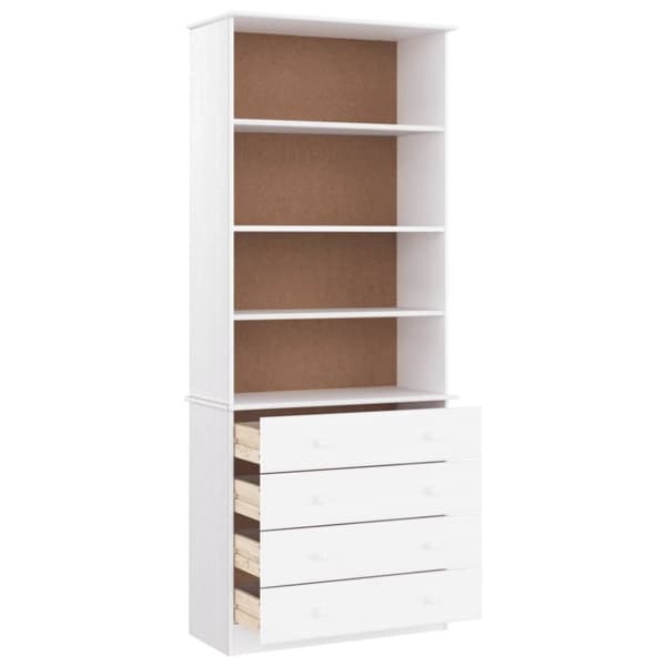 vidaXL bogreol med skufferALTA 77x35x186,5 cm massivt fyrretræ hvid