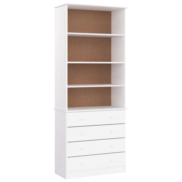 vidaXL bogreol med skufferALTA 77x35x186,5 cm massivt fyrretræ hvid