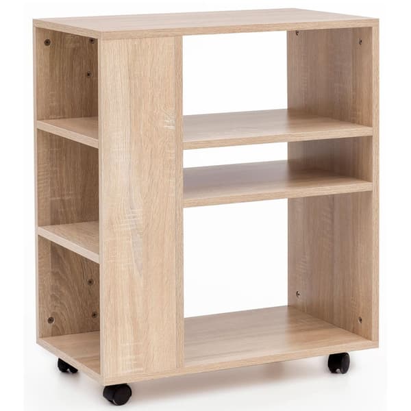 Rootz Hylla Sonoma 60x35x75 cm vagn med hjul trä - Smal kökshylla - Telefon Bordsvagn Modern - Bokhylla smal stativ behållare hög