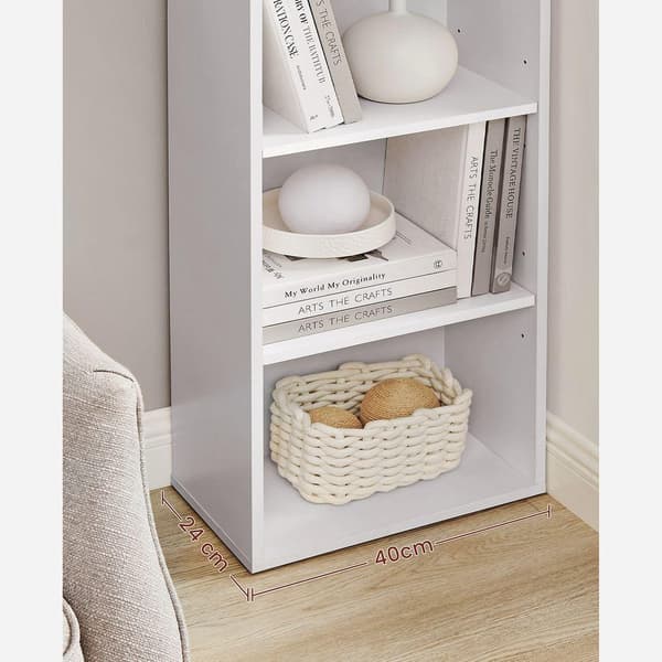 Rootz Bokhylla - Ståhylla - Bokhylla med 6 fack - Hörnbokhylla - Öppen bokhylla - Spånskiva - Vit - 40 x 24 x 178,5 cm