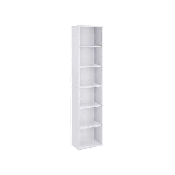 Rootz Bokhylla - Ståhylla - Bokhylla med 6 fack - Hörnbokhylla - Öppen bokhylla - Spånskiva - Vit - 40 x 24 x 178,5 cm