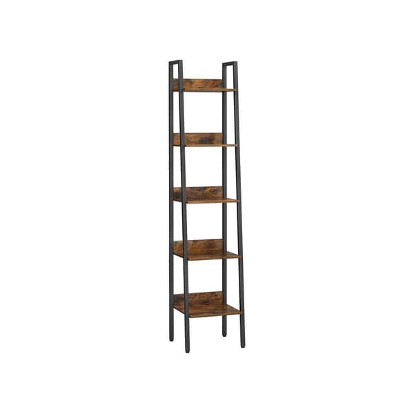 Rootz stigehylde - Bogreol Stige - Stigehyldeenhed - Boghyldestativ - Høj stigehylde - Spånplade, Stål - Vintage Brun/Sort - 33,8 x 30 x 170 cm