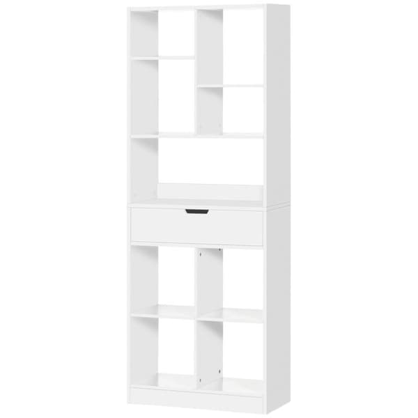 Rootz-kirjahylly - Avohyllyt - 9 hyllyllä - Ja 1 laatikko - MDF - Valkoinen - 60 cm x 26 cm x 158 cm
