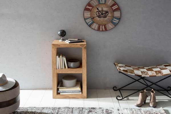Rootz stativhylde massivt træ akacie 88 cm høj 2 hylder design træhylde naturprodukt sidebord landstedsstil