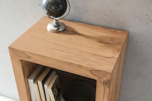 Rootz stativhylde massivt træ akacie 88 cm høj 2 hylder design træhylde naturprodukt sidebord landstedsstil