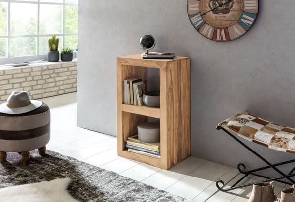Rootz stativhylde massivt træ akacie 88 cm høj 2 hylder design træhylde naturprodukt sidebord landstedsstil
