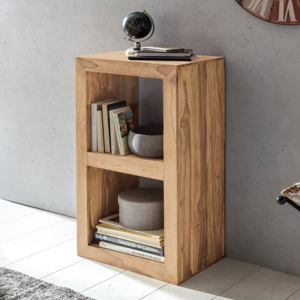 Rootz stativhylde massivt træ akacie 88 cm høj 2 hylder design træhylde naturprodukt sidebord landstedsstil