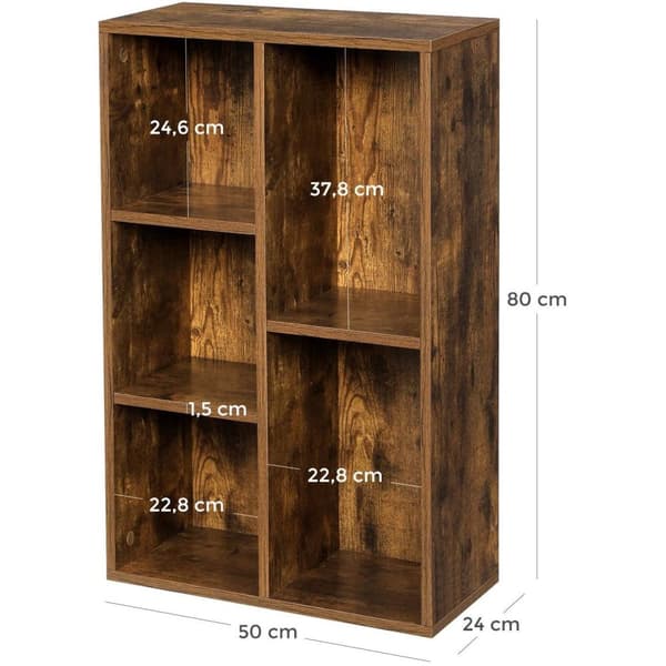 Rootz Reol - Opbevaringsskab med 5 rum - Skabe - Træ - Brun - 50 x 24 x 80 cm