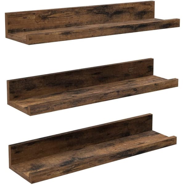 Rootz Vägghylla Industrial Wood - Set med 3 - Flytande - Vägghyllor - Industriell - Spånskiva - Längd 38 cm - Vintage Brun
