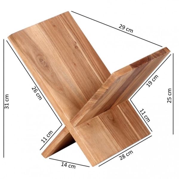 Rootz lehtiteline massiivipuuta akaasia X-muotoinen 31 cm lehtiteline design esiteteline maalaistalon tyyliin