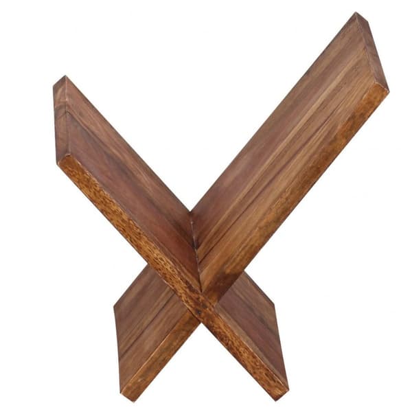 Rootz magasinhylde massivt træ sheesham X-form 31 cm magasinstativ design prospektholder landstedstil