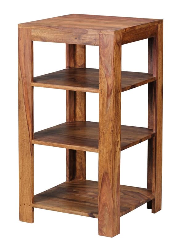 Rootz stativhylde massivt træ sheesham 80 cm stuehylde med 3 opbevaringsrum design sidebord i landlig stil