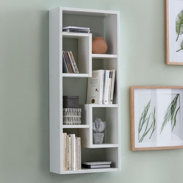 Rootz væghylde hvid 36x90x13,5 cm trædesign hængehylde moderne - Fritsvævende væghylde - Træhylde til væggen - boghylde smal - Dekorativ hylde svævend