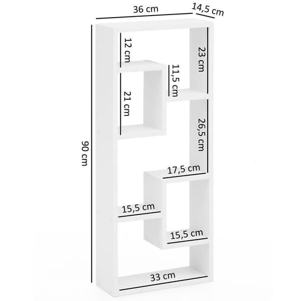 Rootz væghylde hvid 36x90x13,5 cm trædesign hængehylde moderne - Fritsvævende væghylde - Træhylde til væggen - boghylde smal - Dekorativ hylde svævend